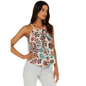 Idyllwind Women's Floral Haze White Racerback Tank Top Size Small
